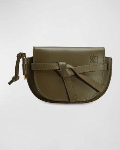 Loewe Mini Gate Leather Convertible Bag In Autumn Green