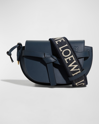 Shop Loewe Gate Dual Mini Crossbody Bag In Onyx Blue