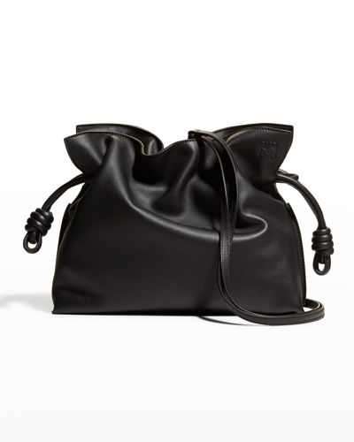 Shop Loewe Flamenco Drawstring Knot Clutch Bag In Black