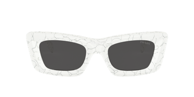 Prada Marble-print Rectangular-frame Sunglasses In Dark Grey