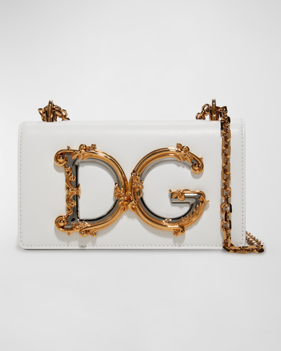 Shop Dolce & Gabbana Barocco Leather Shoulder Bag In 87124 Rosso