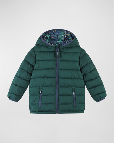 Shop Andy & Evan Boy's Reversible Puffer Jacket In Greenforest