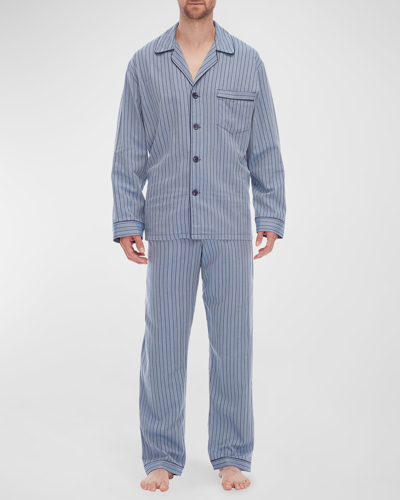 Shop Majestic Men's 2-piece Stripe Pajama Set In Cobalt