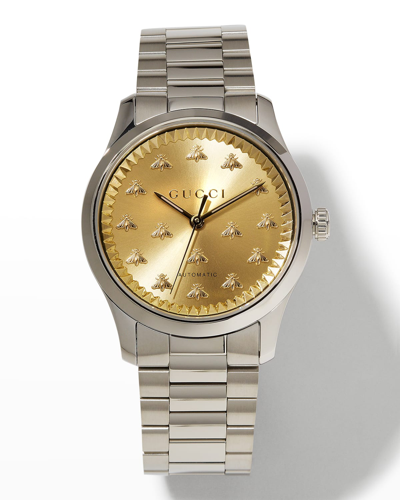 Shop Gucci Men's G-timeless Multibee Automatic Steel Watch, 38mm In Silver