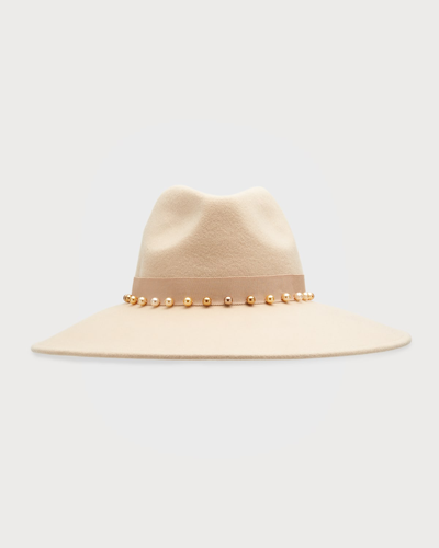 Shop Eugenia Kim Emmanuelle Ombre Pearl Felt Fedora Hat In Nude