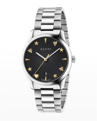 Shop Gucci Men's 38mm Stainless Steel Watch In Black