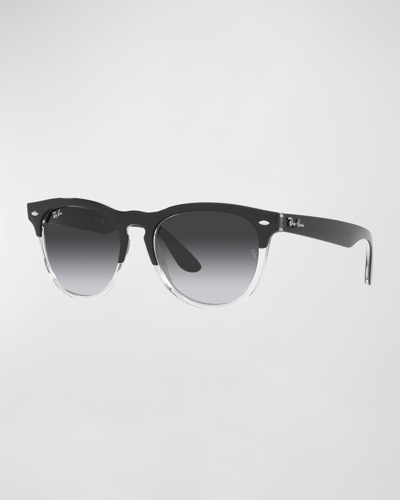 Shop Ray Ban Tow-tone Round Nylon Sunglasses, 54mm In Black