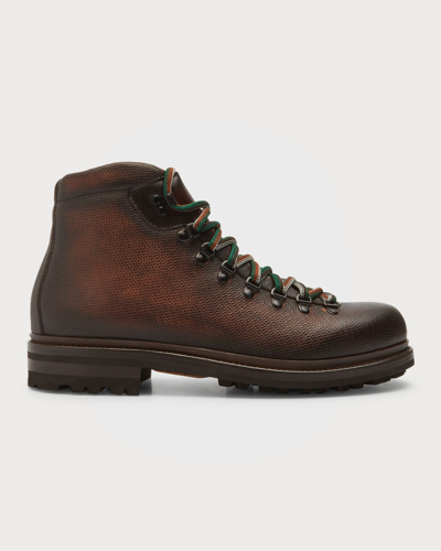 Shop Bergdorf Goodman Men's Fontan Leather Lace-up Hiking Boots In Brown