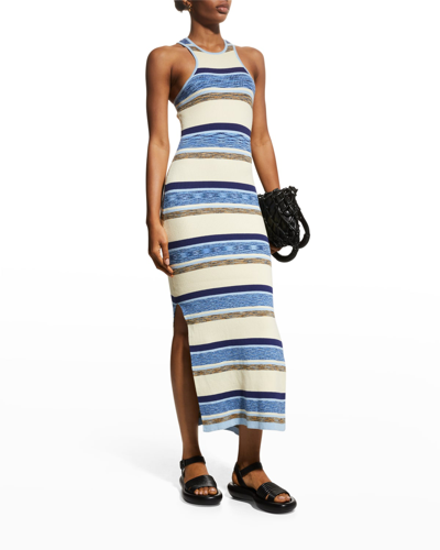 Shop Solid & Striped The Sia Space-dye Striped Midi Dress In Midnight Blue Com