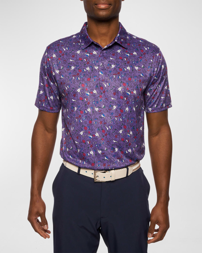 Shop Robert Graham Men's Tropical Dream Performance Polo Shirt In Purple