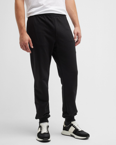 Shop Versace Men's Embroidered Logo Sweatpants In Black