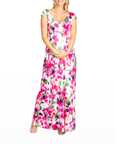 Shop Tiffany Rose Maternity Alana Bright Watercolor Floral Dress In Fuchsia Floral