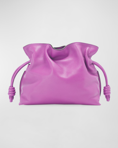 Shop Loewe Flamenco Mini Napa Drawstring Clutch Bag In Bright Purple