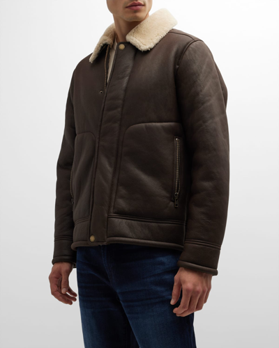 Shop Rodd & Gunn Men's Arrowtown Shearling Collar Leather Jacket In Mocha