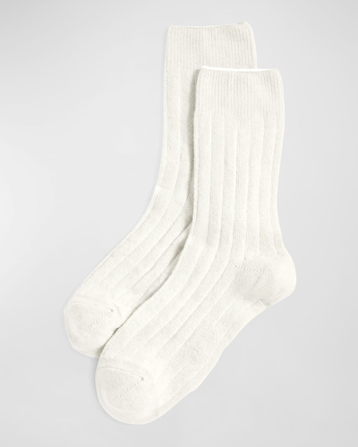 Shop Stems Ribbed Lux Cashmere Socks In Ivory