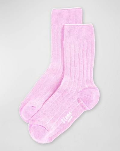 Shop Stems Ribbed Lux Cashmere Socks In Pink