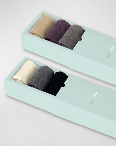 Shop Stems 6-pack Ribbed Cashmere-blend Socks In Cosmos