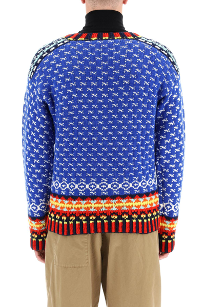 Dsquared2 Intarsia-knit Logo-embroidered Jumper In Blue