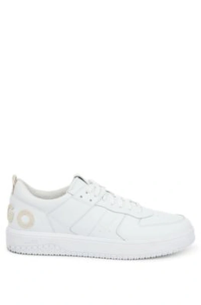 Shop Hugo Basketball-inspired Trainers In Technical Fabric With Large Logo In White
