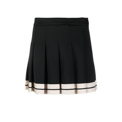 Shop Palm Angels Black Track Pleated Mini Skirt