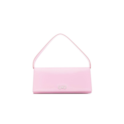 Shop Mach & Mach Pink Crystal Bow Leather Shoulder Bag