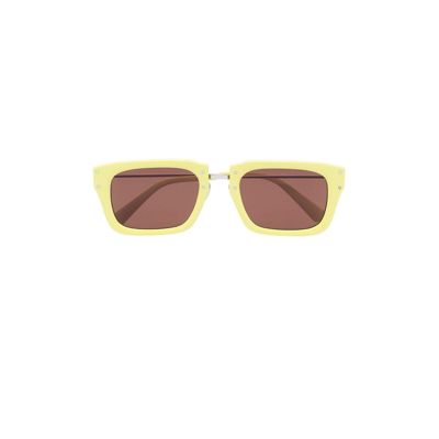 Shop Jacquemus Yellow Les Lunettes Soli Square Sunglasses
