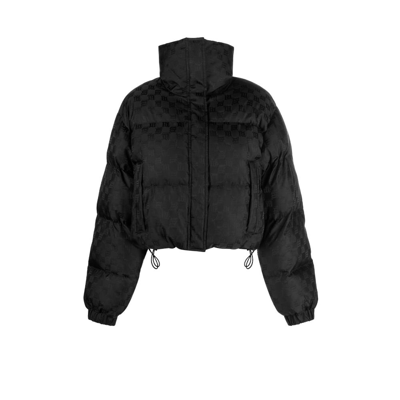 Shop Misbhv Black Monogram Cropped Puffer Jacket