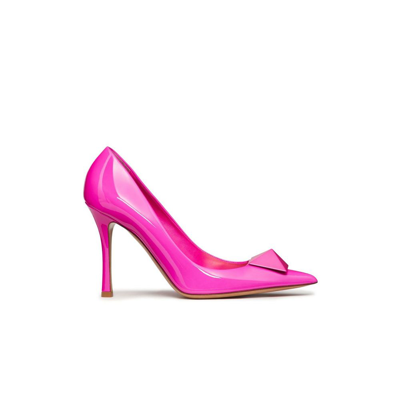 Shop Valentino Pink One Stud 100 Patent Leather Pumps