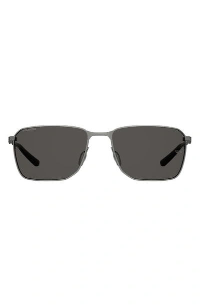 Shop Under Armour 58mm Rectangular Sunglasses In Ruthenium/ Grey Polar