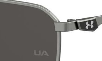 Shop Under Armour 58mm Rectangular Sunglasses In Ruthenium/ Grey Polar