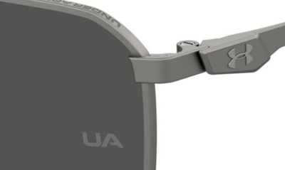 Shop Under Armour 58mm Rectangular Sunglasses In Dark Ruthenium/ Grey