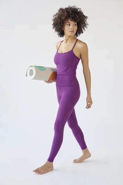 Shop Beyond Yoga Caught In The Midi Space Dye High Waisted Legging In Plum