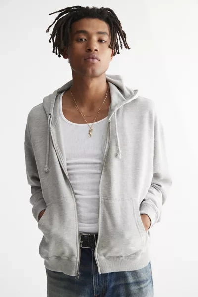 Shop Bdg Bonfire Full Zip Hoodie Sweatshirt In Grey At Urban Outfitters