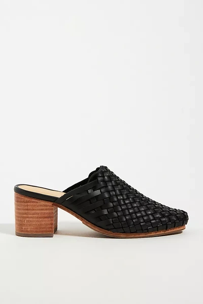 Shop Nisolo All-day Woven Heeled Mules In Black