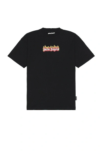 Shop Palm Angels Burning Logo Classic Tee In Black & White