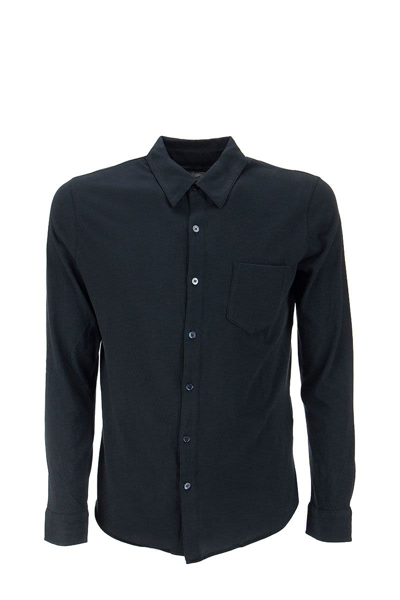 Shop Majestic Filatures Deluxe Cotton Long Sleeve Shirt In Marine