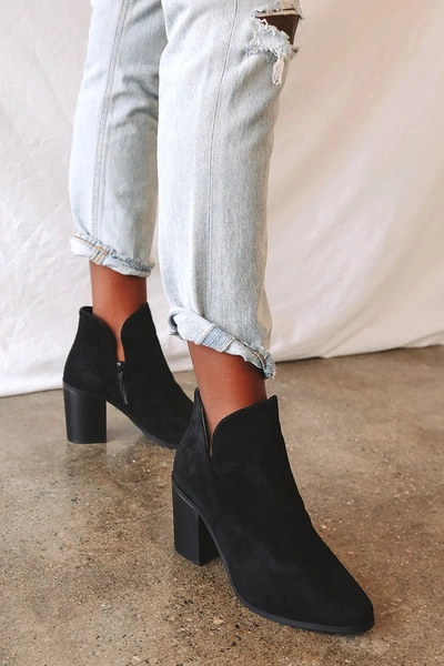 Lulus Martella Black Suede Ankle Booties In Black