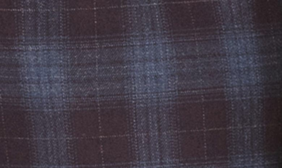 English Laundry Plaid Two Button Notch Lapel Wool Blend Trim Fit Suit In Burgundy