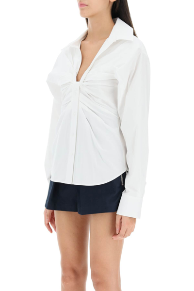 Shop Alexander Wang Poplin Shirt With Knot Placket In White
