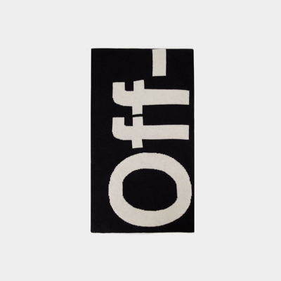 Shop Off-white Logo Ribbed Scarf In Black