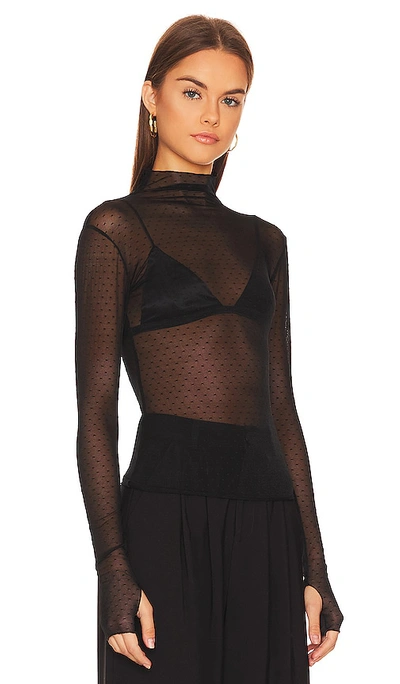 Free People On The Dot Layering Mesh Turtleneck In Black