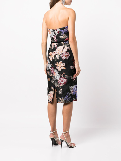 Marchesa Notte Floral Fil Coupã Tea-length Gown In Black