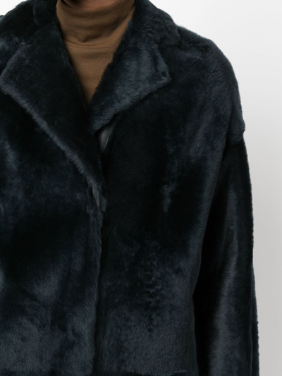 Shop Yves Salomon Oversized Shearling Coat In Blau