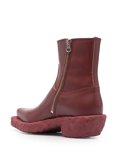 Camperlab Leather Ankle Boots In Red