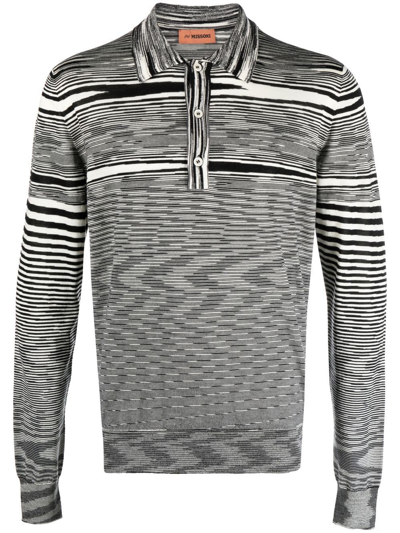 Shop Missoni Long-sleeve Wool Polo Shirt In Schwarz