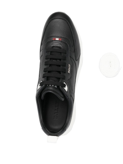 Shop Bally Dave Low-top Leather Sneakers In Black