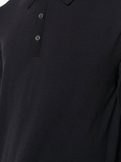 Shop Zanone Virgin Wool Blend Polo Shirt In Black
