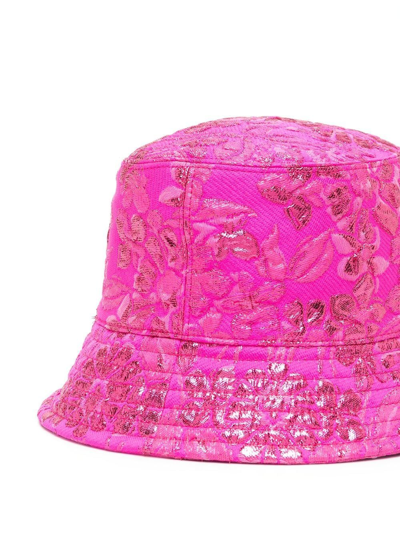 Shop Valentino Floral-jacquard Bucket Hat In Rosa
