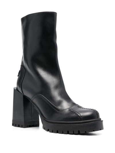 Shop Furla Ankle 90mm Block Heeled Boots In Schwarz