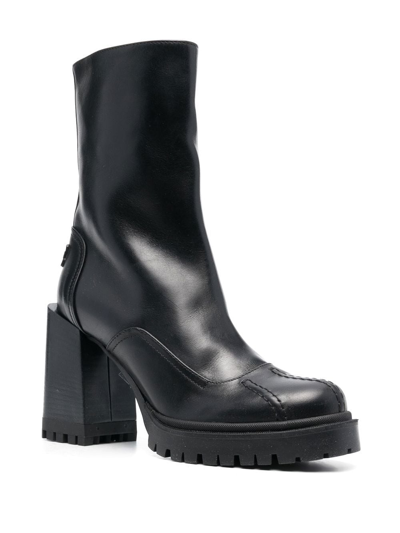 Furla Ankle 90mm Block Heeled Boots In Schwarz
